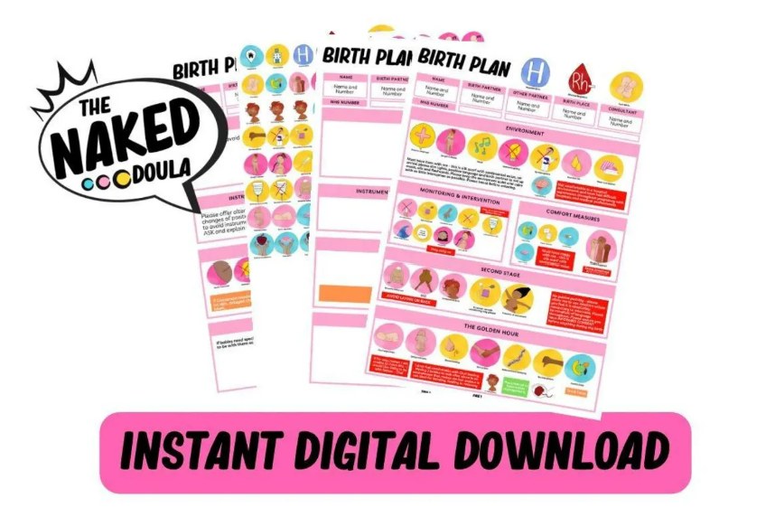 The Naked Doula Visual Birth Plan, instant digital download
